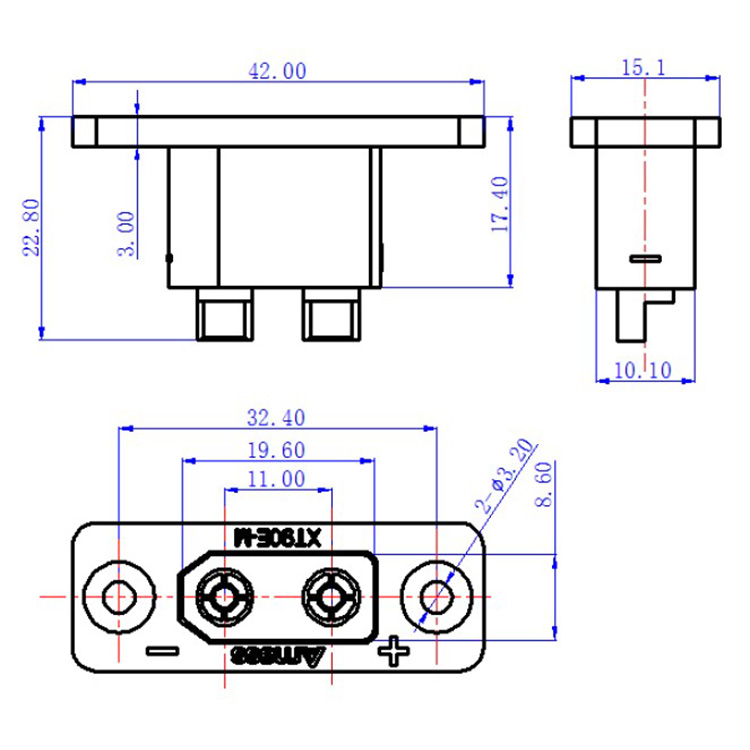 Drone Battery Connector - 30PCSAmass Siyah XT90E-M Panel Montaj Konnektörleri