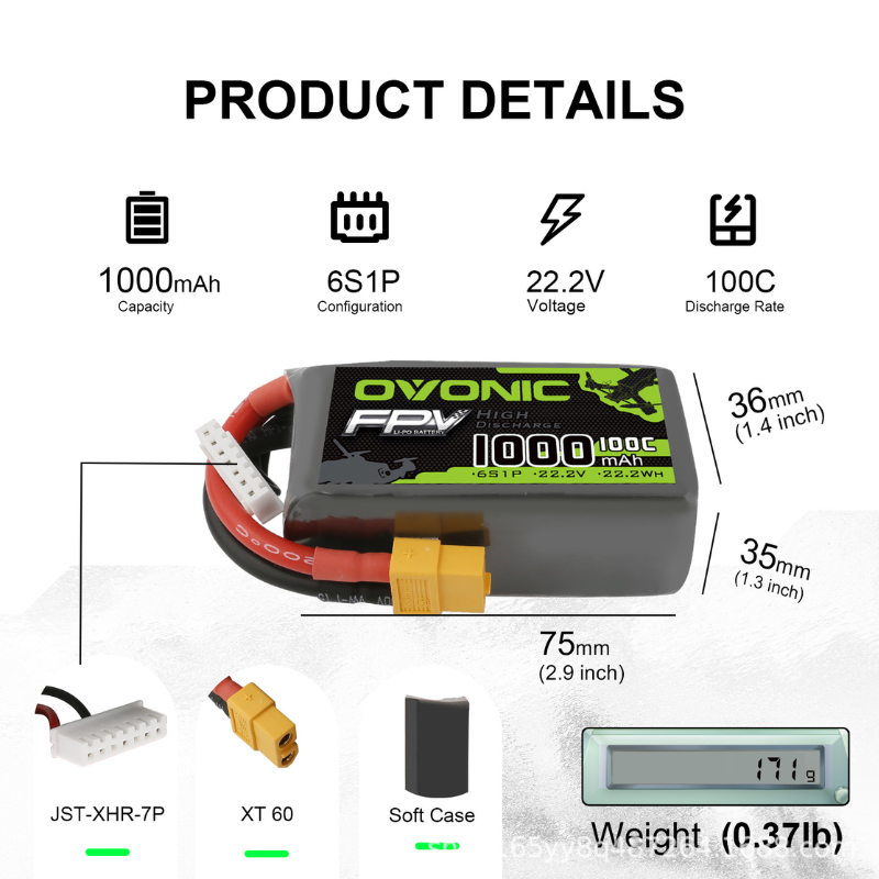 2 adet OVONIC 1000mAh 100C 22. - Drone Battery 6S incelemesi ve fiyatı