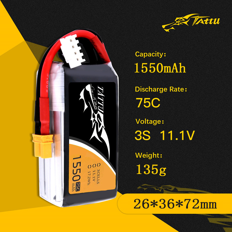 TATTU 3S 11.1V 1550mAh RC LiPo - Drone Battery Li-Ion incelemesi ve fiyatı